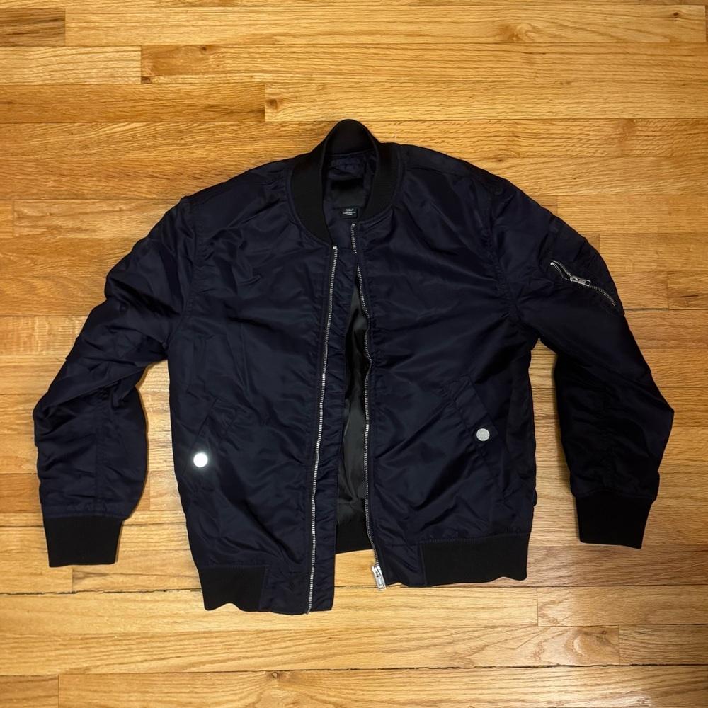 H&M Navy Oversized Bomber Jacket